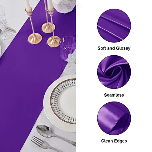 Flohar 6Pack Table Runner 12 X 108 Inches Satin Silk Table Runner For Wedding, Birthday Party, Banquets, Graduations Decoration, Fit Rectange And Round Table-Purple #TOP2