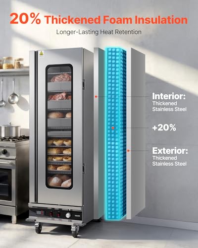Image of VEVOR Electric Hot Box Food Warmer, 16-Tier Commercial Warming Cabinet with Water Tray, Glass Door and Adjustable Shelves, Stainless Steel Food Warmer Cabinet, for Restaurant, Kitchen, Pizza, Chicken