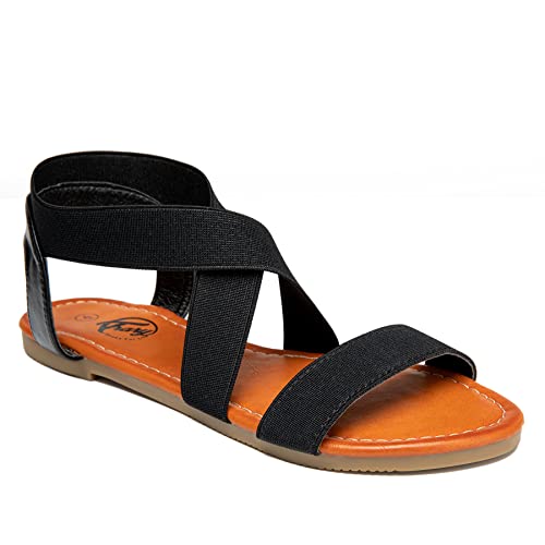Trary Flat Sandals - Open Toe Cute Elastic Sandals For Women New Black 08 #TOP21