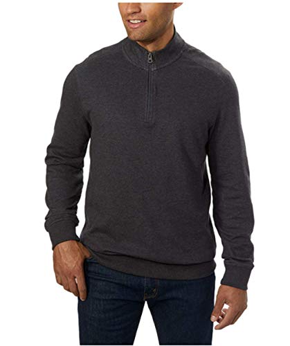 English Laundry Men's Long Sleeve Zip Up Sweater (M, Charcoal)