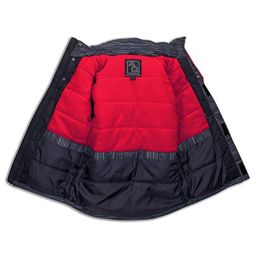 Arctic Quest Boys Spacedye Windproof Water Resistant Insulated Hooded Winter Snow And Ski Jacket, Black & Red, 7/8- #TOP3
