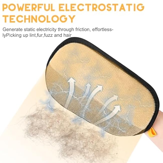 Magic Brush Pet Hair Remover, Upgrated Five-Finger Electrostatic Pet Hair Removal Gloves, Cat & Dog Hair Remover for Couch, Furniture,Clothing, Animal Fur Removal Tool, Cat Grooming Gloves-1PCS-LcwXlFrn