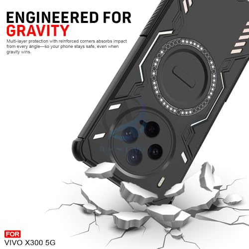 Image of AESTMO Back Case Cover for Vivo X300 5G | Magnetic Case with Built-in Metal Ring | Compatible with MagSafe Accessories | Shockproof Hybrid (PC + TPU, Black)