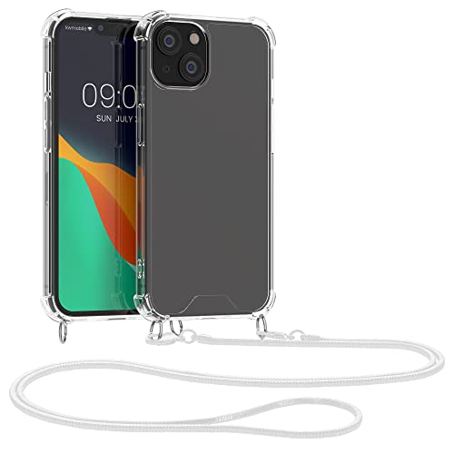 kwmobile 対応: Apple iPhone 13 ケース - 首掛け ストラップ付き シリコンケース 紐取り外しOK - ショルダーケース