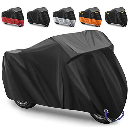 Funda para Moto Cubierta de la Moto Funda Protector para Moto Impermeable Funda para Moto 210D Tela Oxford Cubierta Protector Impermeable al Aire Libre contra Lluvia,Sol- 245X105X125cm(Negro) Cover