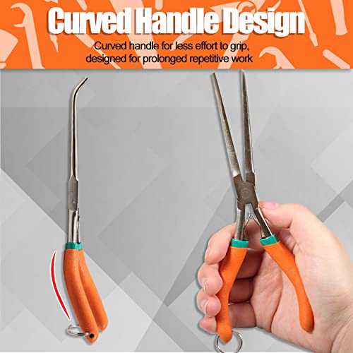 SPEEDWOX Long Reach Needle Nose Pliers 7 Inches with Teeth Mini Extra Long Nose Pliers for Hard to Reach Narrow Spaces Needle Remover Pliers with Anti-Loss Lanyard (Curved Tips - Image 3