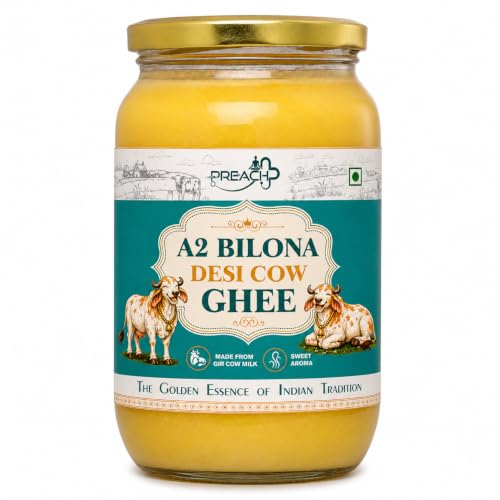 Image of A2 Bilona Desi Cow Ghee, Made From Gir Cow Milk 500ml Glass Bottle