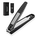 hanmir Hanmir 爪切り 飛び散り防止 錆びない 切れ味 ヤスリ付き 手足両用 各種爪に レザー収納袋付き ギフト 1個 (x 1) ブラック