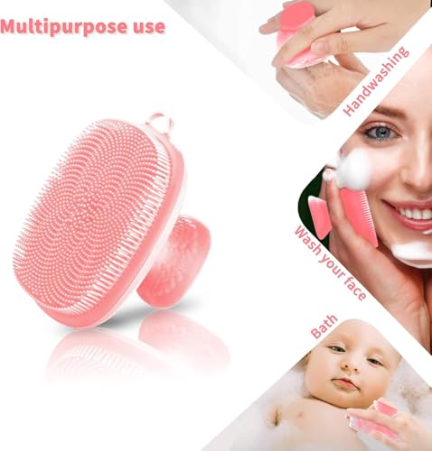 Image of Premium Silicone Face Scrubber Brush for Men & Women - Waterproof Facial Cleansing Brush with Soft Exfoliating Bristles, Deep Pore Cleaning, Reusable Skin Care Tool for Face & Body (Pink)