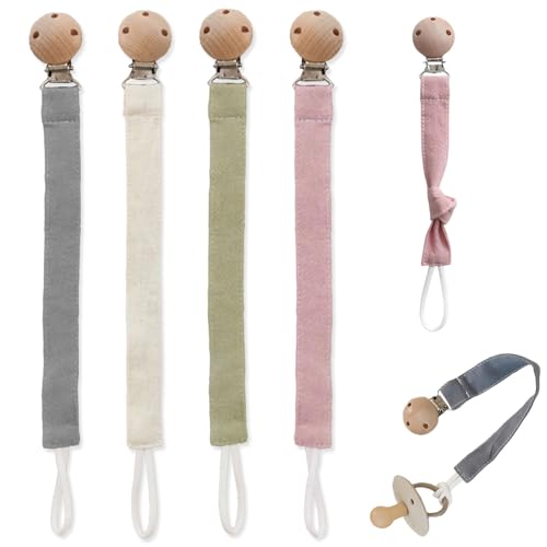 4 PCS Schnullerkette Stoff,Schnullerband,Schnullerketten mit Clip,Pacifier...