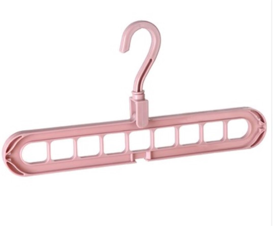 Perchas Ropa Organizadores De Armario 5 Uds. Y Organizador Almacenamiento, Perchas Que Ahorran Espacio con 9 Agujeros para Uso Diario(Pink)