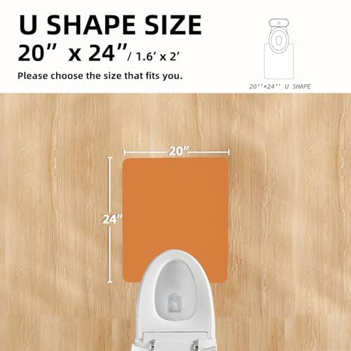 Toilet Rug, Thin Toilet Rugs U Shaped Washable Non Slip Absorbent Quick Dry Low Pile Toilet Mat, 20"x24" U Shape Orange