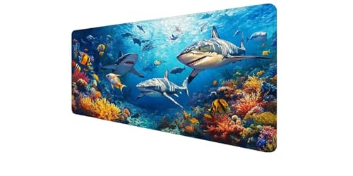 Tapis souris XXL gaming requin étanche et grand desk mat de bureau 1600x800mm PC
