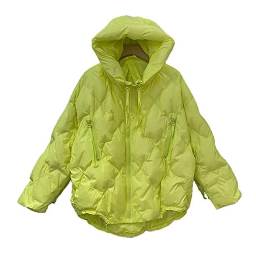 Vinter Kvinna Dunjacka Dam Lättvikt Tjock Vit Duck Dun Ytterkläder Diamond Överrock Hooded Warm Coat   - Ljusgrön,S