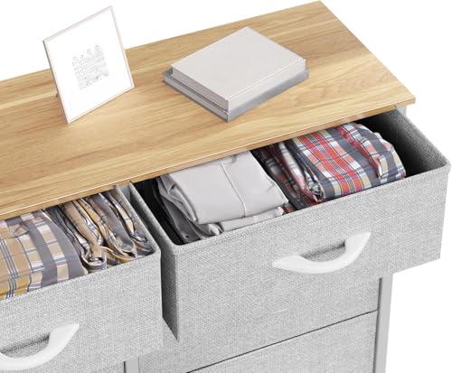 DWVO Dresser for Bedroom, Tall Drawer Fabric Dresser with 8 Drawers, Black Chest of Drawers for Closet, Living Room