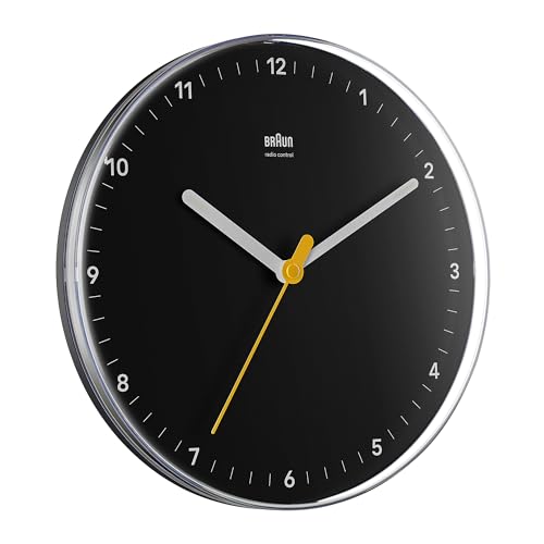 Image of Braun Plastic Classic Analogue Wall Clock with Silent Sweeping Quartz Movement - BC26B, Black