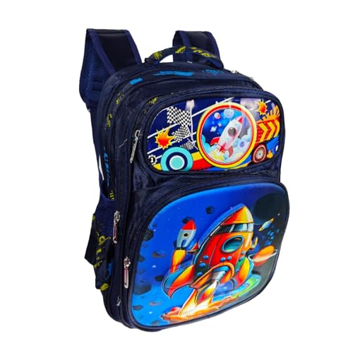 Mochila Infantil Menino Escolar Bolsa Altura 40cm Grande Impermeável Reforçada Moderna Azul escuro