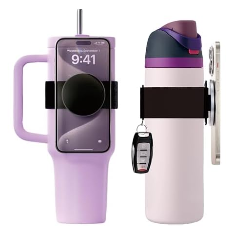 Water Bottle Accessories for Stanley Cup 30 oz 40 oz Tumbler with Handle Owala FreeSip Water Bottle 32oz 40 oz, Magnetic Phone Holder Strap for Magsafe Gym Exercise to Hold Keys and Cell Phone Cover