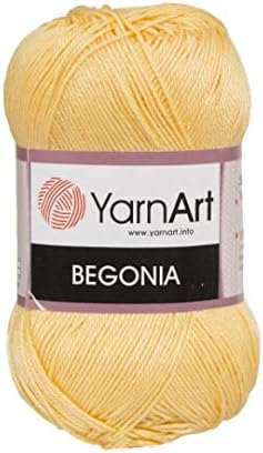 10 Skein (Pack) Total 8.8 Oz. Yarnart Begonia, 100% Mercerized Cotton, Each 1.76 Oz (50g) / 185 Yrds (169m), Fine Sport: 2, Yellow - 4653