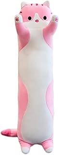Nice Giant Cat Pillow Plush Cartoon Kitty Sleeping Hugging Pillow, Cuddly Soft Long Kitten Body Pillow Doll Cat Cushion Toy for Kids Girlfriend (Black, 110cm/43.3inch) (Pink,70cm/27.5 inch)