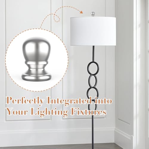 Image of 2 Pcs Ball Lamp Finial Caps, 1 /4-27 Inch Threaded Solid Lamp Shade Head Top Screw Knobs Decorative Replacement Nuts for Lamp Shade, Lighting Fixtures, Table or Floor Lamps (Polished Silver)