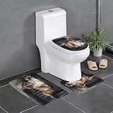 Material: el juego de alfombrillas de baño está hecho de material de poliéster, sin olor ni sustancias nocivas. La superficie suave proporciona una gran comodidad para caminar. Nota especial: para facilitar la logística y el transporte, los cojines se plegarán y transportarán. Los clientes pueden recibir pliegues y dejar de 3 a 5 horas. El pliegue desaparecerá. Por favor, siéntase libre de comprar.