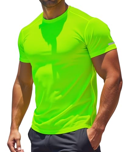 Workout Shirts Men Moisture Wicking T-Shirt Quick Dry Running Short Sleeve Gym Performance Active Tee Athletic Fit