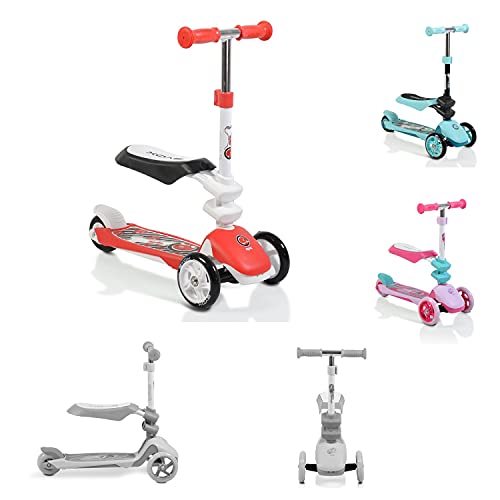 Byox Kinderroller Epic 2 in 1, Roller u. Laufrad, 3 PU Räder, klappbar, ab 3 J, Farbe:rot Cover