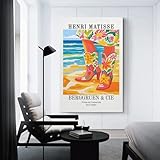 sinyumoney Henri Matisse Floral Boots Beach Art Lienzo Póster Arte De Pared Impresiones Lienzo Pintura Para Sala De Estar Dormitorio Oficina Decoración Del Hogar 08x12inch(20x30cm)