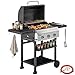 Outsunny Gasgrill 9 KW 3 Brenner BBQ Grillwagen Edelstahl inkl klappbar Seitentisch Gewürzhalter Unterregal 6 Haken Thermometer Emaille-Grillrost Warmhalterost Rolle Gas-Grill für Balkon Party