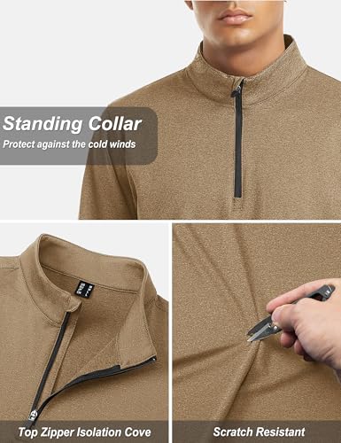 Image of TACVASEN Men's Sports Shirts 1 /4 Zip Long Sleeve Fleece Lined Running Workout Pullover Tops Sweatshirt