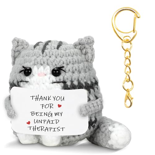 MJSXY Gifts for Best Friend-Emotional Support Crochet Animals Cat, Psychologist