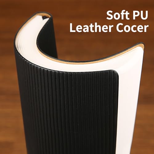 Image of Lined Journal Notebook for Work College Ruled Notebook 5.79 inch x 8.27 inch A5 PU Leather Daily Journaling Notebook 216 Pages for Women Men Daily Writing Business School Travel Gift (Black)