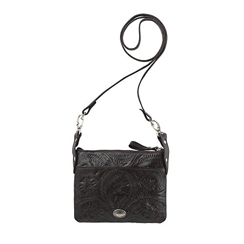 Image of American West Hand Tooled Genuine Leather Crossbody /Hip Bag Detachable Strap for Women /Girls /Teens Trail Rider Collection | Hooks to beltloops