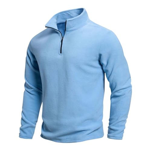 Cambkatl Stand Collar Fleece Sweatshirt for Men Basic Solid Casual 2025 Fall Loose Pullover Long Sleeve Thermal Tops