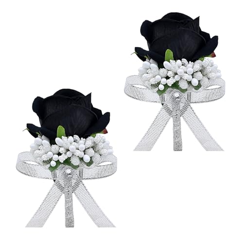 Black Rose Boutonniere for Men (2PCS)