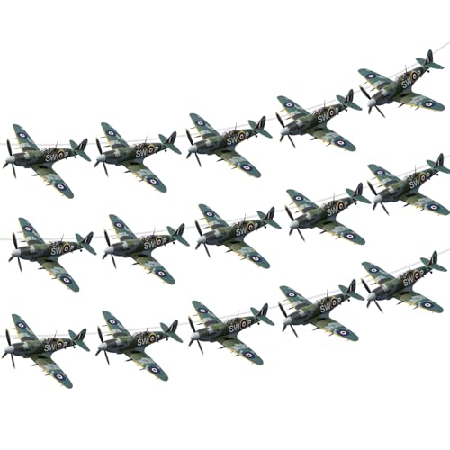 AhfuLife Spitfire Bunting for Lest We Forget Day Decorations 12Pcs-3.5m Spitfire Bunting Banner for Remembrance Day Party Decor VE VJ Day Bunting Banner Decorations