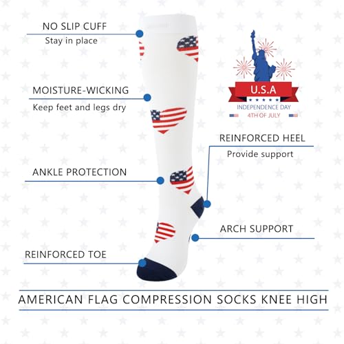 Image of Junely Compression Socks for Women Knee High Festival for Running Athletic Nurses Pregnant Women Work Support Travel Flight