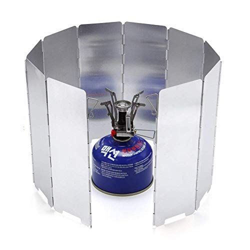 Dawa 10 Plates Outdoor Camping Stove Windshield,Folding Camping Aluminum Cooker Wind Screen Windbreak With a Storage Bag