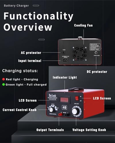 Image of Multi-Voltage Battery Charger 12V 24V 36V 48V 60V 72V for LiFePO4, Lithium Batteries, High Voltage Pulse Desulfator for Lead-Acid, for Car, Golf Cart, RV, Marine, Boat
