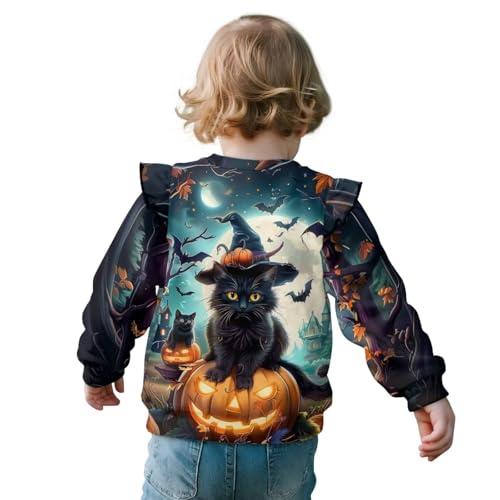 Xpyiqun Sweatshirt for Girls 1-8 Years Ruffle Crew Neck Pullover Top Kids Long Sleeve Graphic Shirts2