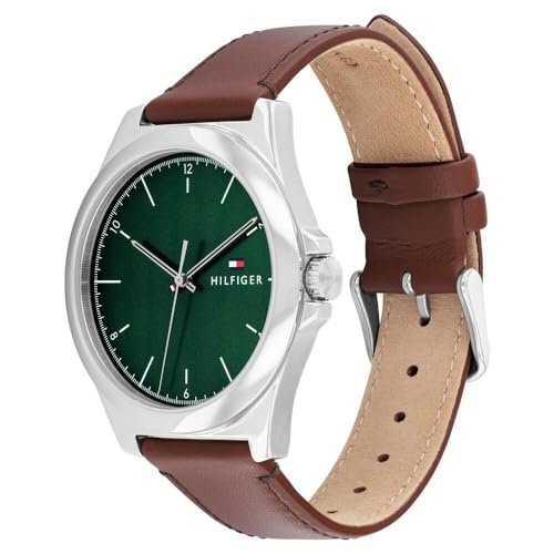 Tommy Hilfiger Quartz Analog Green Leather Strap for Men-TH1710602 - Image 2