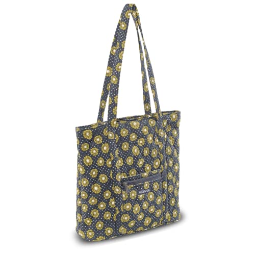 Bella Taylor Large Tote | Quilted Floral Tote Bag for Women | Dotted Daisy Charcoal