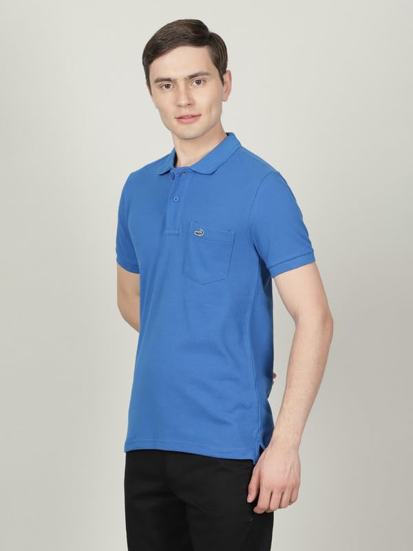 Image of CROCODILE Men's Solid Casual Wear T-Shirt | Polo Neck | Half Sleeves | Pull On | Regular