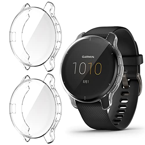 HOMTERN Lot de 2 coques compatibles avec GARMIN Venu 2 Plus, coque de protection intégrale en TPU souple antichoc et anti-rayures - 43 mm - Transparent Cover