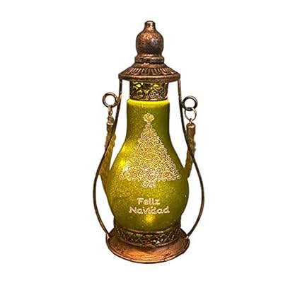 Shan-S Halloween Lantern,Vintage Witch Bat Printing LED Tabletop Lanterns Small Oil Portable Nightlight Glass Light Shade,Xmas Oil Lamp Hotel Family Christmas Decorations Handicraft Ornaments