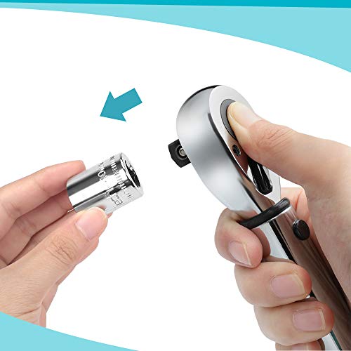 DURATECH 1/4 Inch Drive Click Torque Wrench, Torque Wrenches Set, 1/4 Inch Pound Torque Wrench, 40-200 In.-lb, Quick-release Reversible, 72 Tooth with Bit Socket Set, Storage Case Included