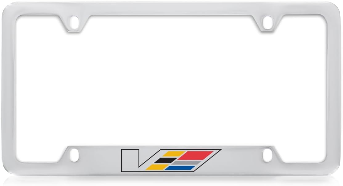 Cadillac V-Series Chrome Plated Metal Bottom Engraved License Plate Frame Holder