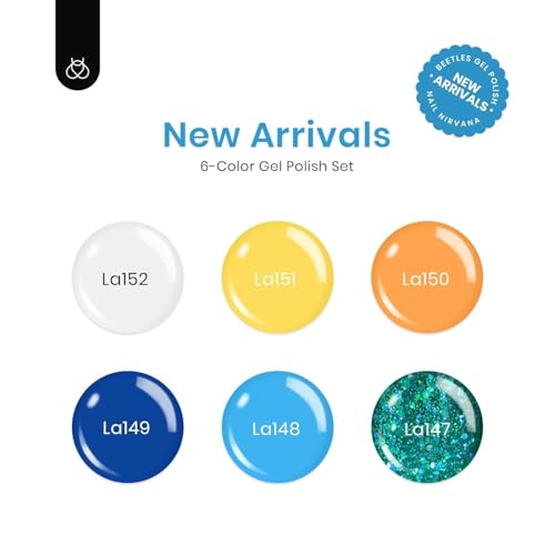 Image of Beetles Gel Polish Set, 6 Colors Yellow White Orange Blue Gel Polish Kit