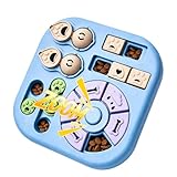 Dog Puzzle Toys, 4-in-1 Interactive Dog Toys for Boredom, Treat Dispensing Slow Feeder for Mental Stimulation, Enrichment Toy for Smart & Beginner Dogs, Light Blue